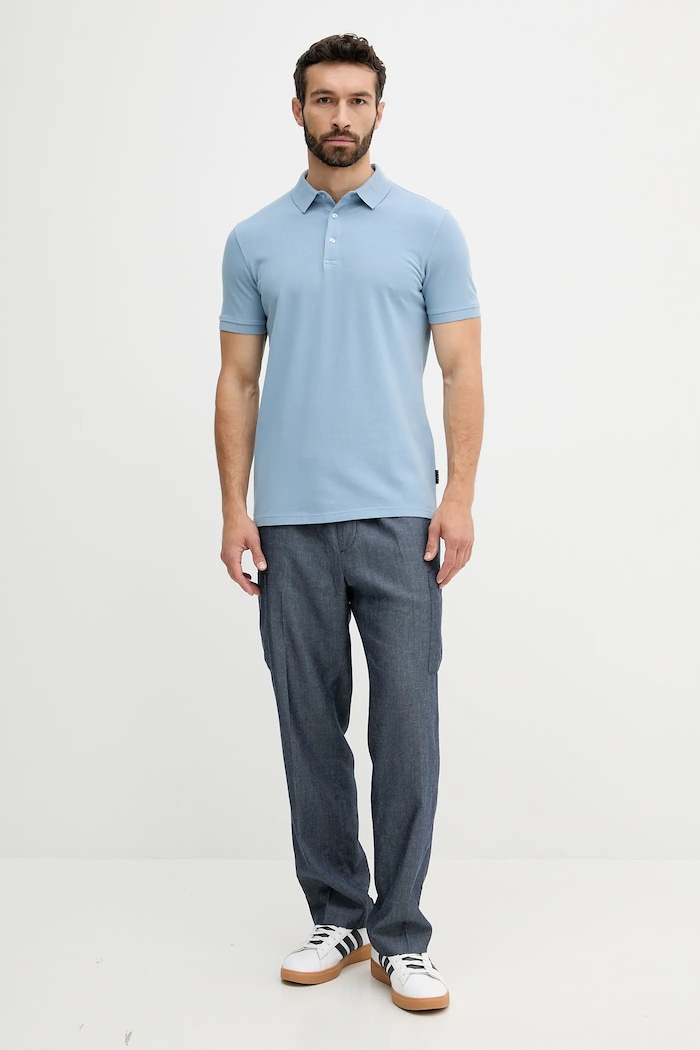 Sisley polo de bumbac 3089S300T albastru SS25