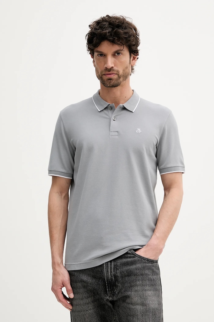 Polo tričko Marc O'Polo jednofarebný sivá 536214753186