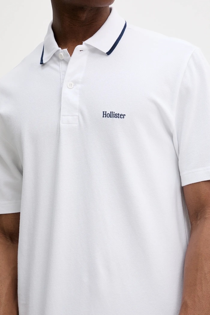 Тениска с яка Hollister Co. KI324.5199.100 бял