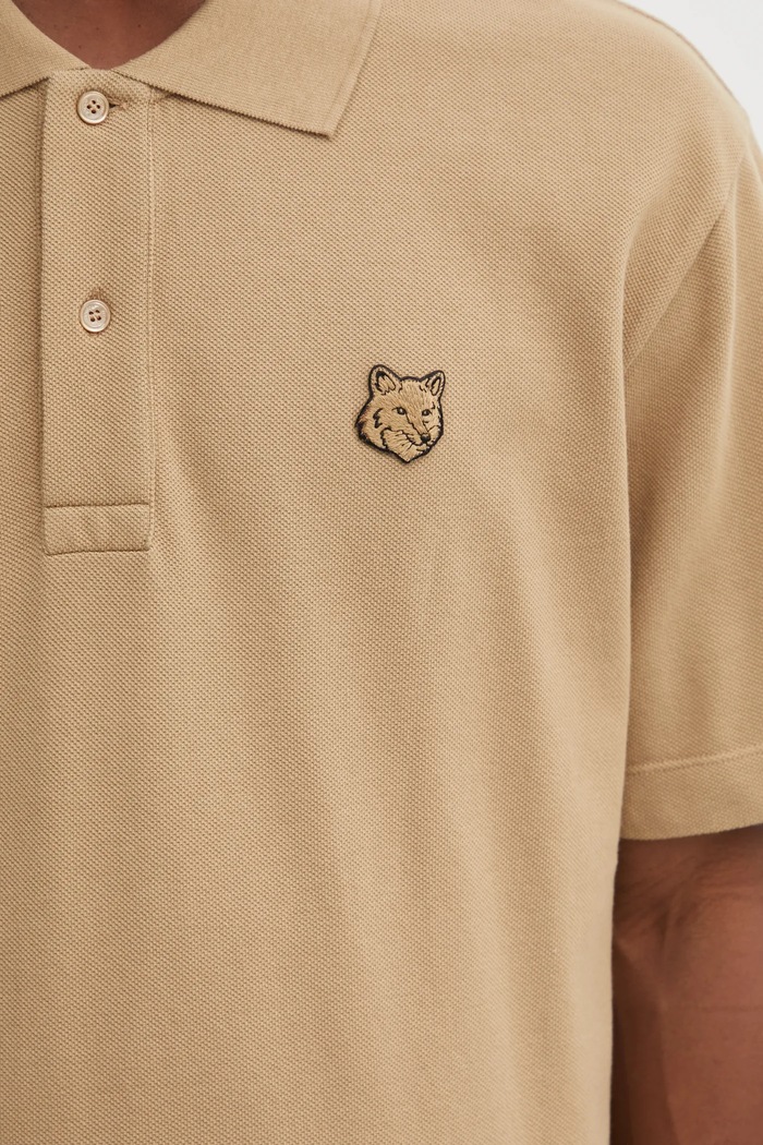 Maison Kitsuné cotton polo shirt Bold Fox Head Patch Comfort beige MM00210KJ7010