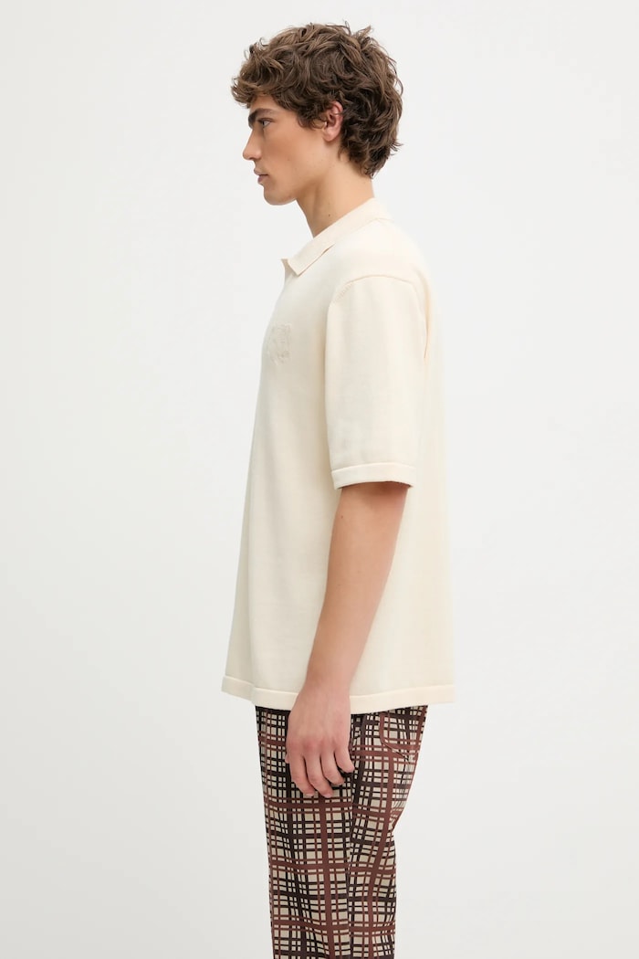 Бавовняне поло Maison Kitsuné Bold Fox Head Embroidered OM00205KT1135 бежевий SS25