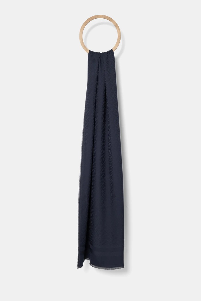 Μεγάλο κασκόλ Tommy Hilfiger ύφασμα σκούρο μπλε AW0AW16852