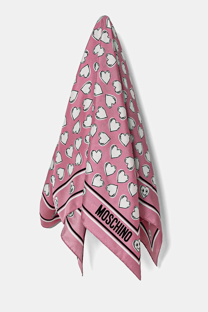 Hedvábný šátek Moschino látka růžová M3211.3549