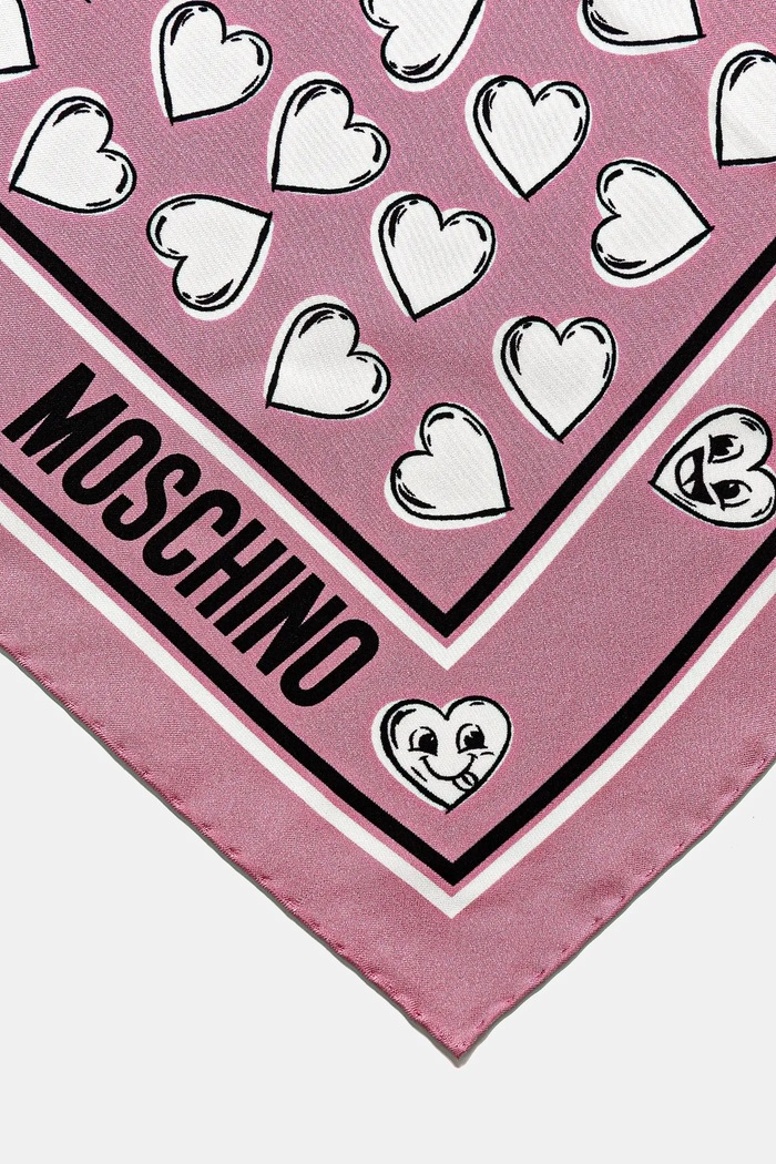 Hedvábný šátek Moschino M3211.3549 růžová SS25