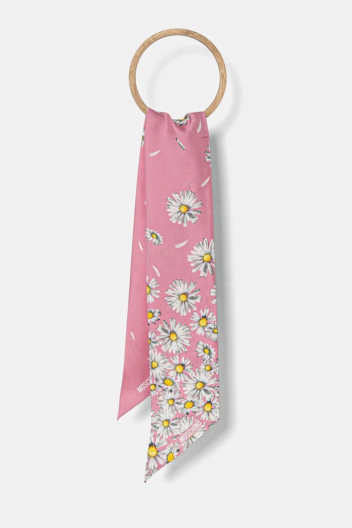 Hedvábný šátek Moschino látka růžová M3252.3242