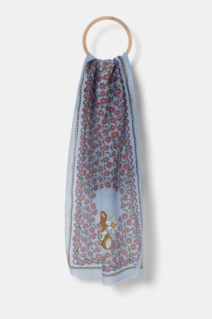 Šála ze směsi hedvábí Moschino 45 x 150 cm látka modrá M3251.3322