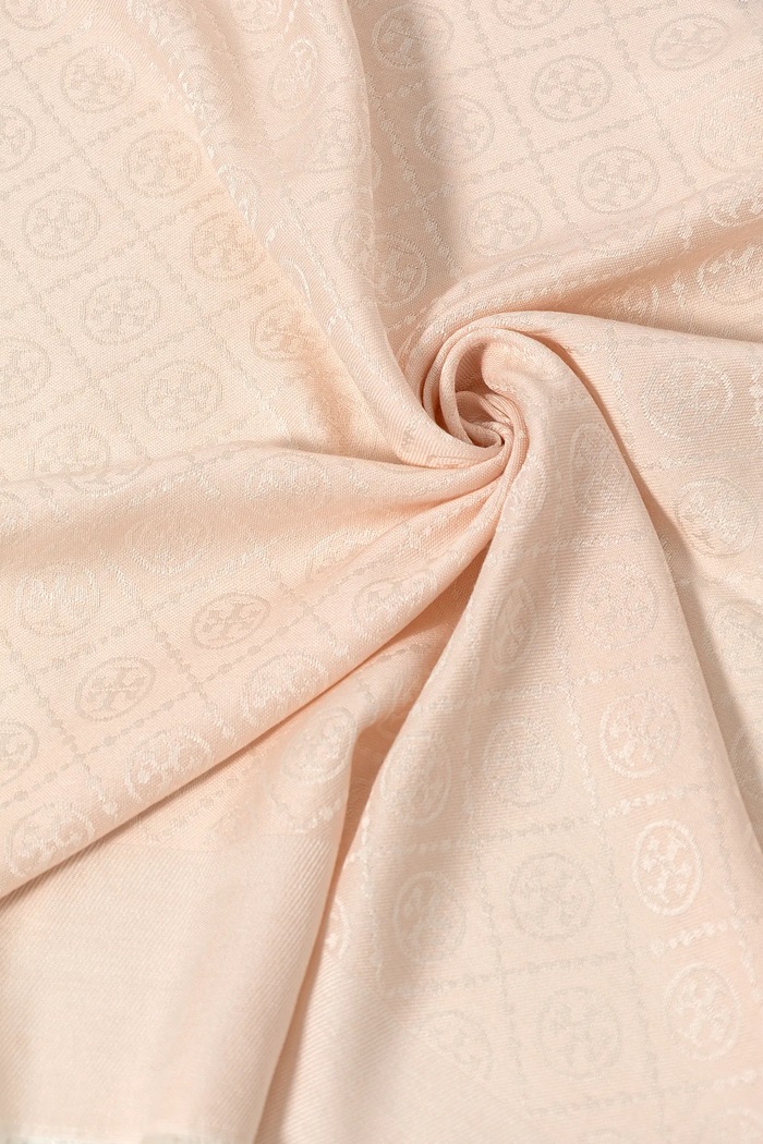 Tory Burch eșarfă de mătase T Monogram Jacquard Traveler 160570.650 bej SS25