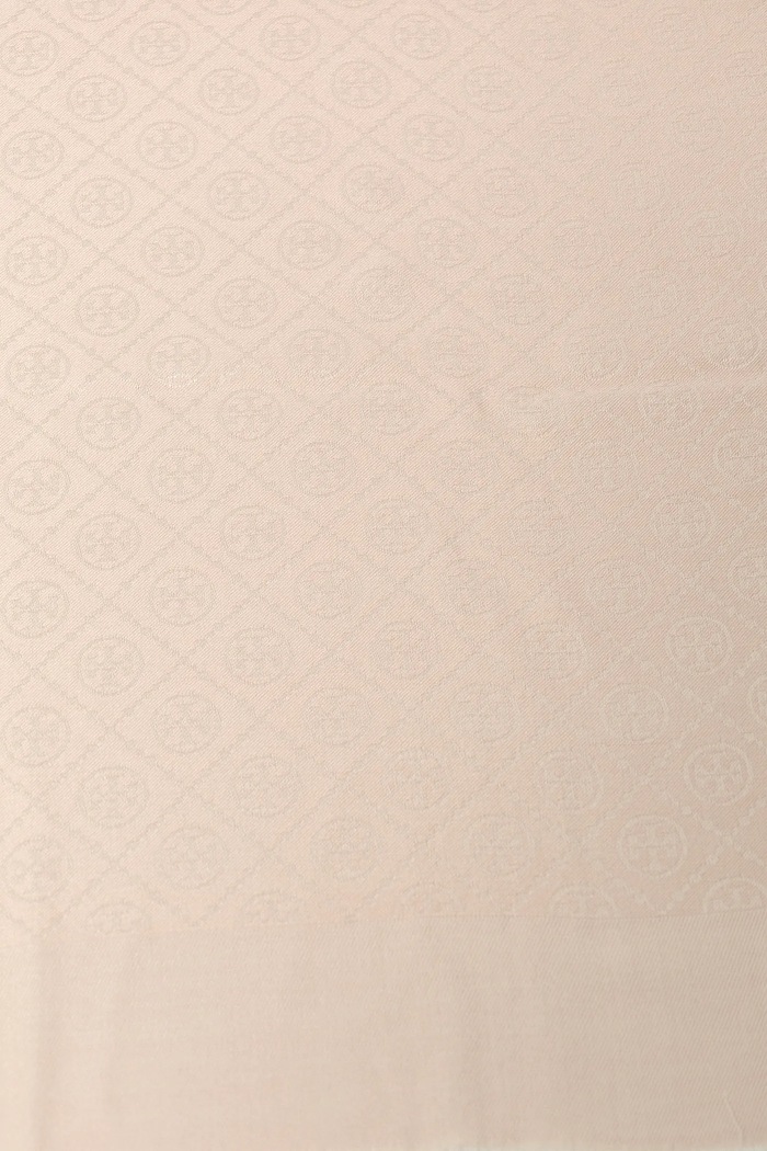 Accesorii Tory Burch eșarfă de mătase T Monogram Jacquard Traveler 160570.650 bej