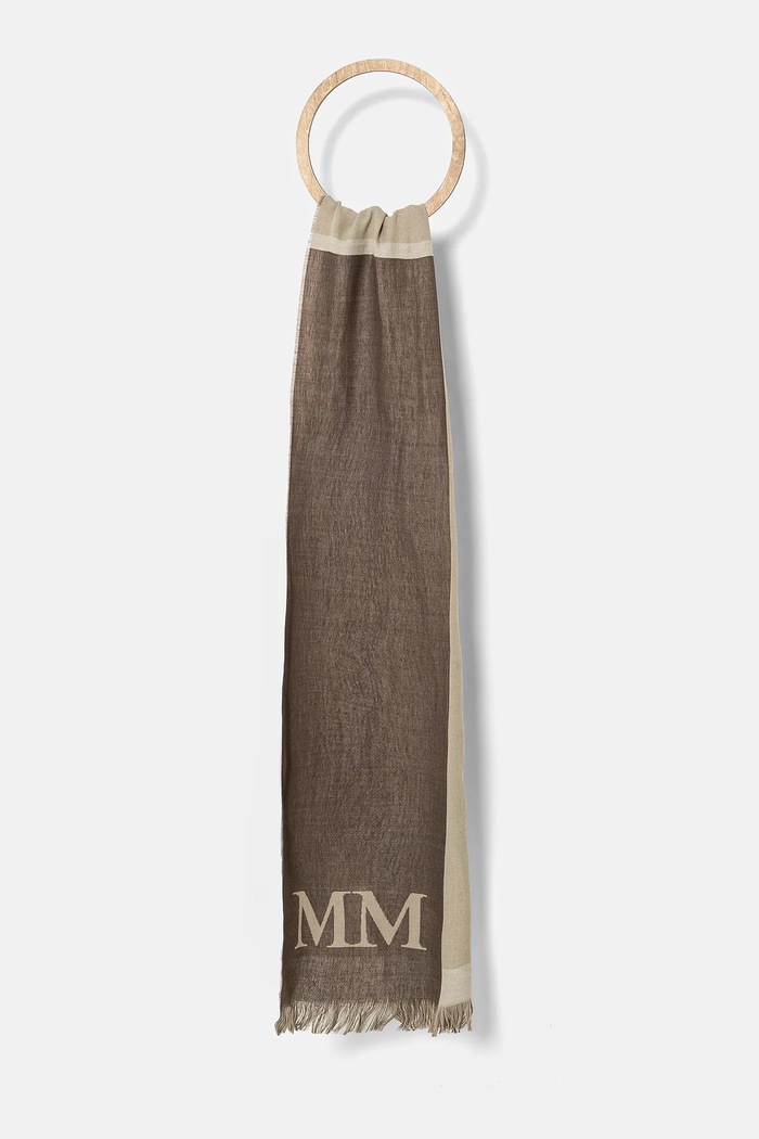 Šátek z vlněné směsi MM by Max Mara jemný vzor béžová 2516541017600