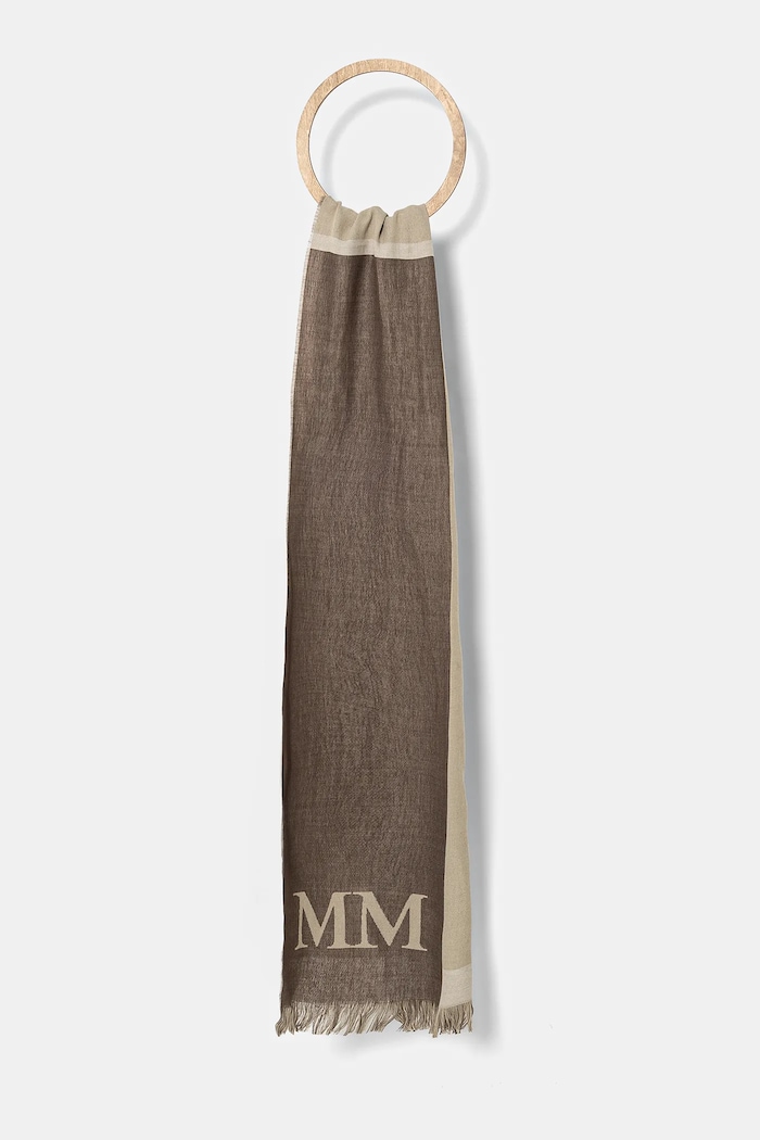 Šátek z vlněné směsi MM by Max Mara jemný vzor béžová 2516541017600