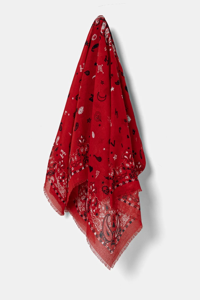 Bavlněný šátek ZADIG&VOLTAIRE látka červená OWSC01499.648