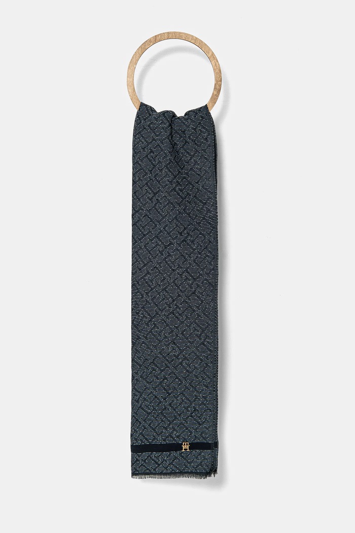Bavlněný šátek Tommy Hilfiger látka námořnická modř AW0AW17143