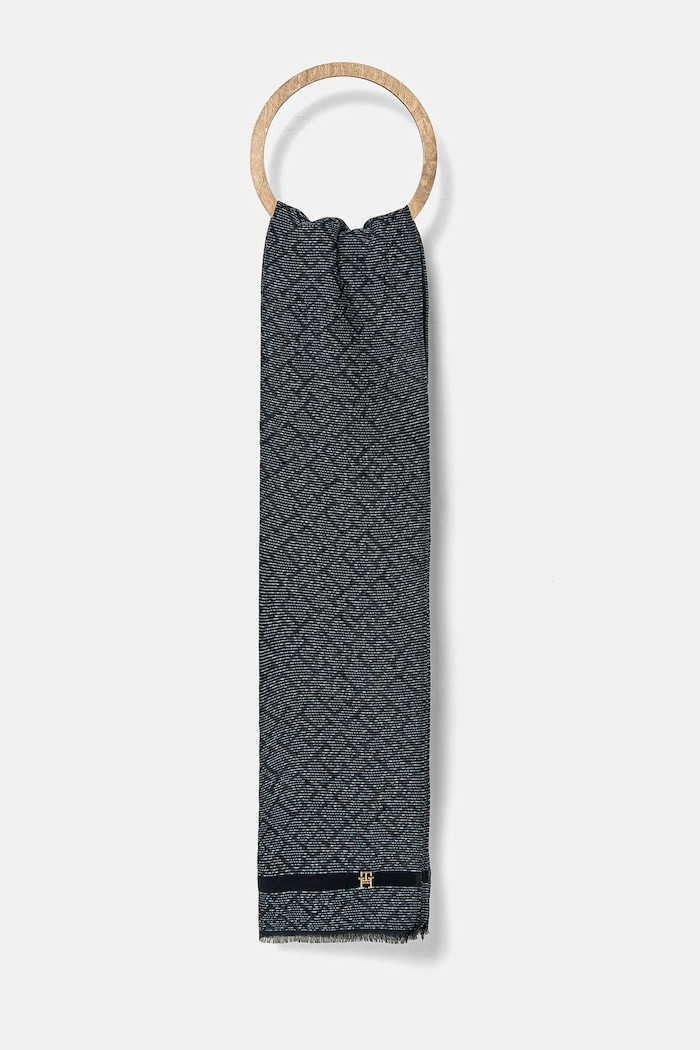 Bavlněný šátek Tommy Hilfiger látka námořnická modř AW0AW17143