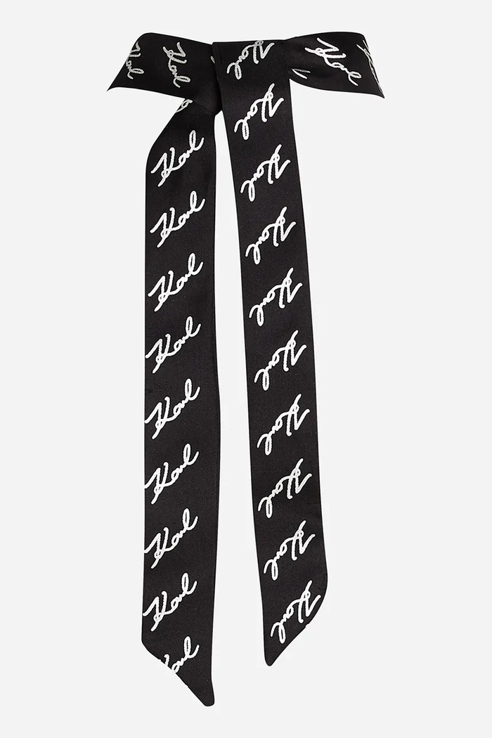 Μαντήλι από μείγμα μεταξιού Karl Lagerfeld A2W33008 μαύρο SS26