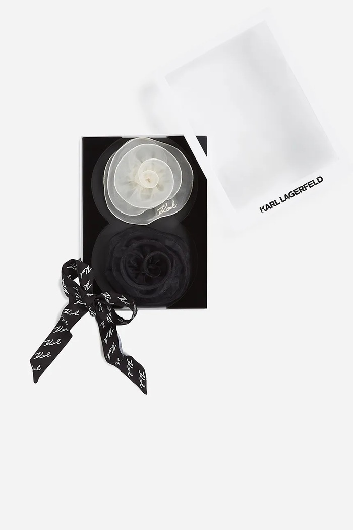 Αξεσουάρ Μαντήλι από μείγμα μεταξιού Karl Lagerfeld A2W33008 μαύρο