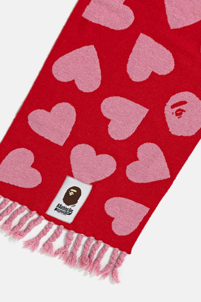 Kratki šal s primjesom vune A Bathing Ape I love bape 1K80282001 crvena SS25