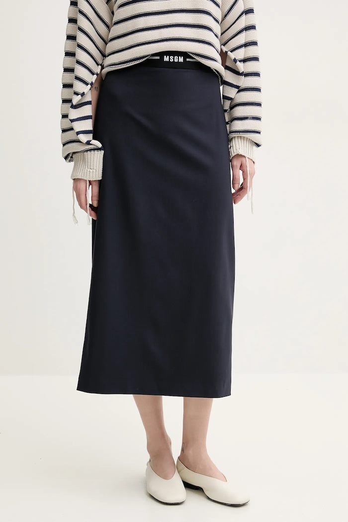 Vunena suknja MSGM bez uzorka mornarsko plava 3841MDD17.257127