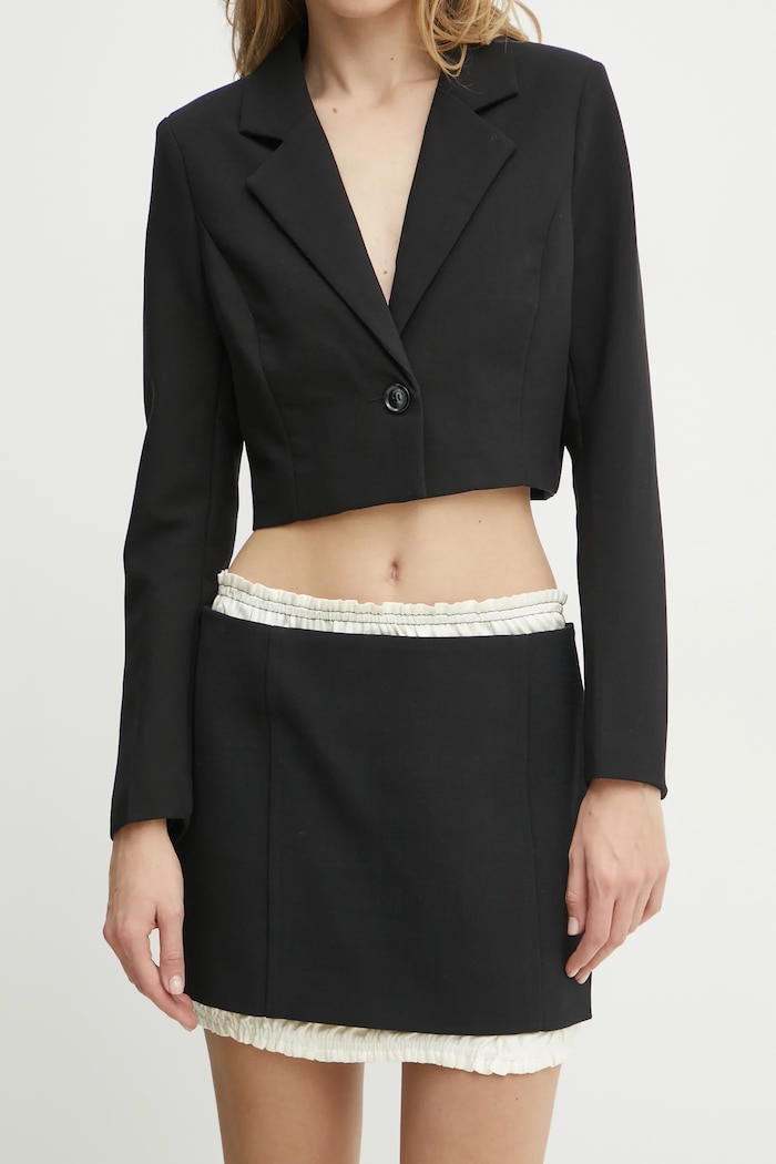 Sukně s příměsí vlny Victoria Beckham mini černá 1125WSK006037A