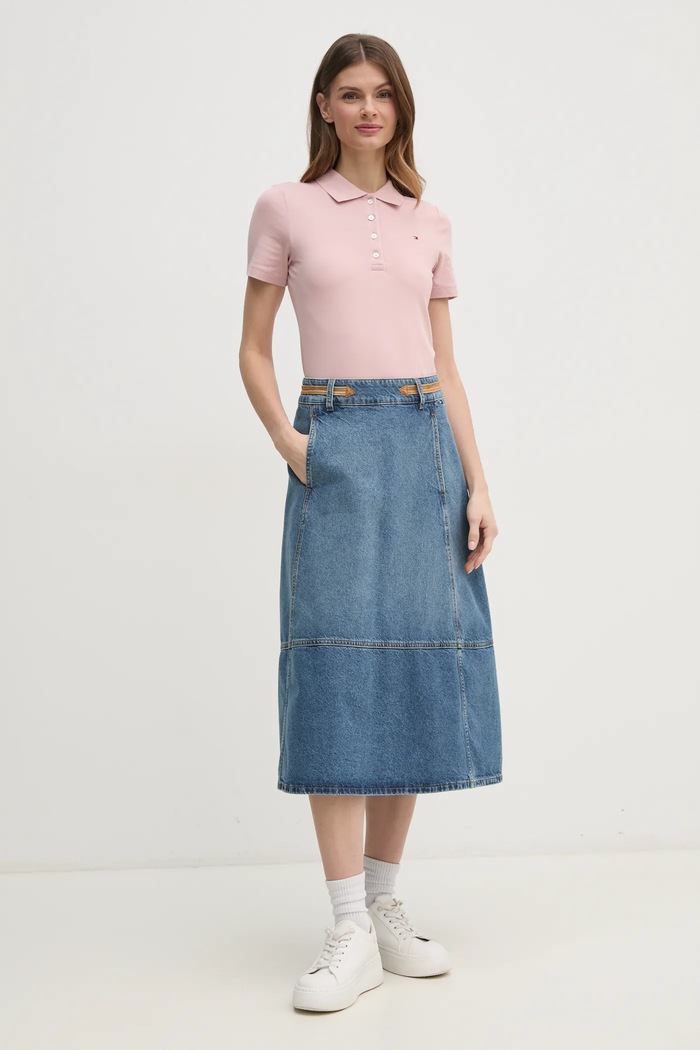 Tommy Hilfiger spódnica jeansowa WW0WW43733 niebieski SS25