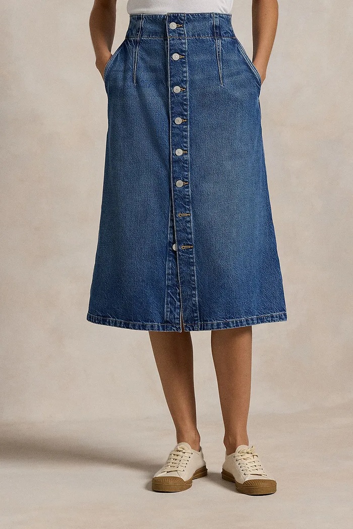 Polo Ralph Lauren spódnica jeansowa bawełniana 211959036 niebieski SS25