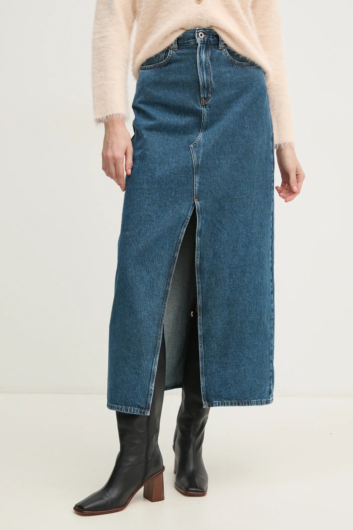 Pepe Jeans farmer szoknya MAXI SKIRT HW szövet kék PL901185EF2L