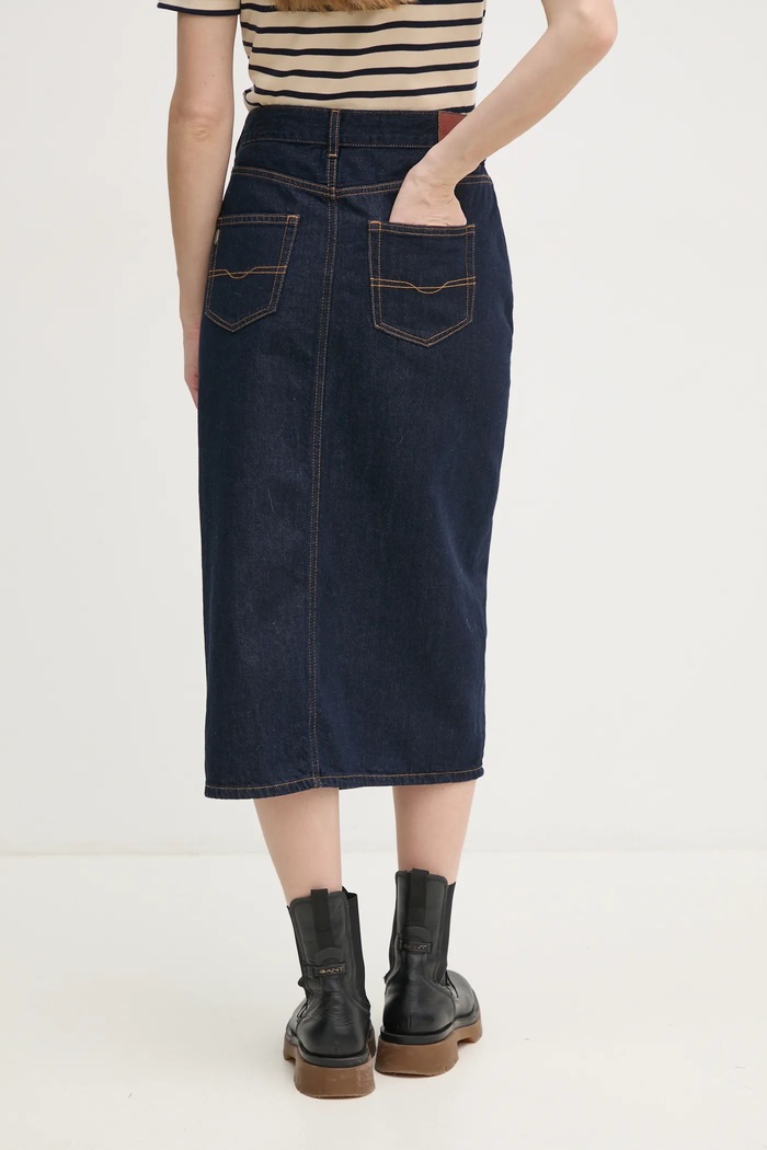Oblečenie Rifľová sukňa Pepe Jeans MIDI SKIRT HW PL901186AB2 tmavomodrá