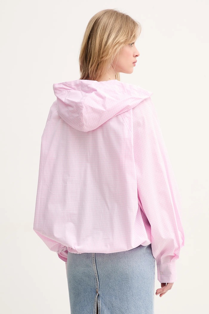 Ρούχα Βαμβακερή μπλούζα Fiorucci Gingham Logo Hoodie Shirt W02SPTLO286CO01PN02 ροζ