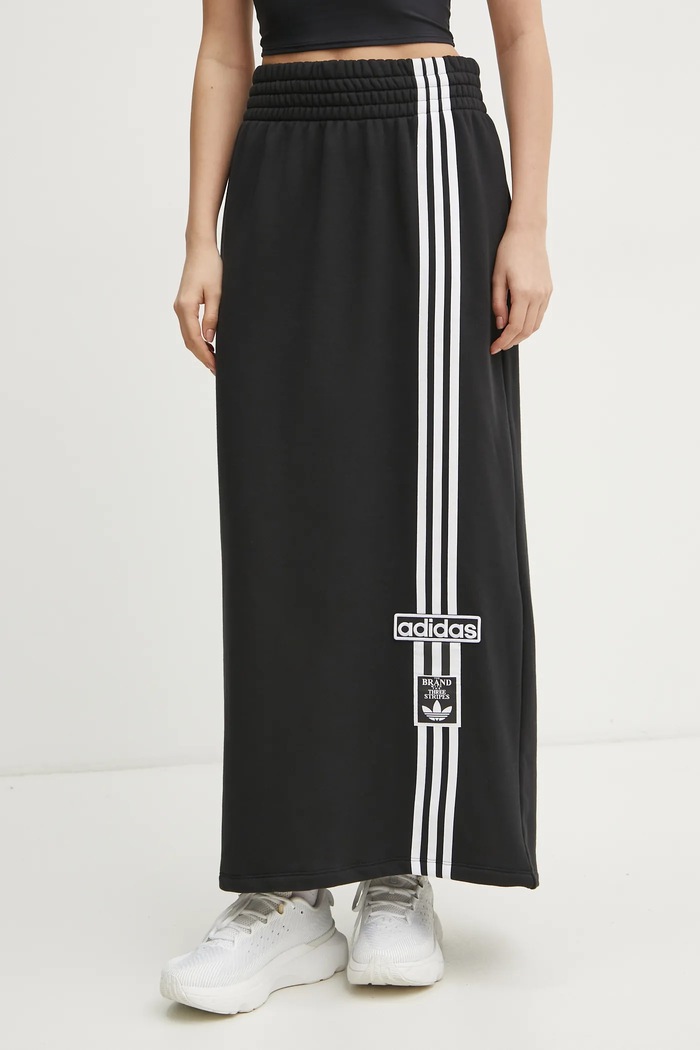 adidas Originals pamut szoknya MAXI SKIRT dzsörzé fekete JC8538