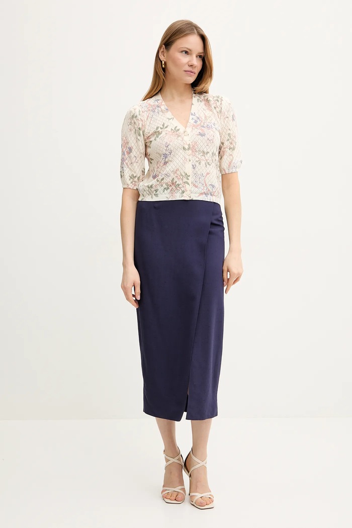 Luisa Spagnoli fustă 542164 bleumarin SS25