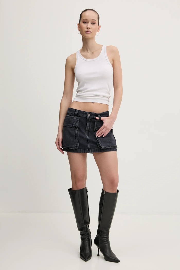 Diesel spódnica jeansowa DE-TON SKIRT A15784.007Z9 szary SS25