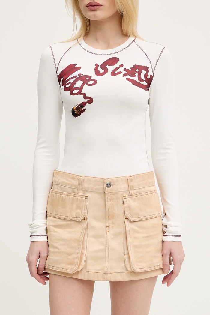 Sukňa Diesel DE-TON SKIRT rifľovina béžová A15784.09L26