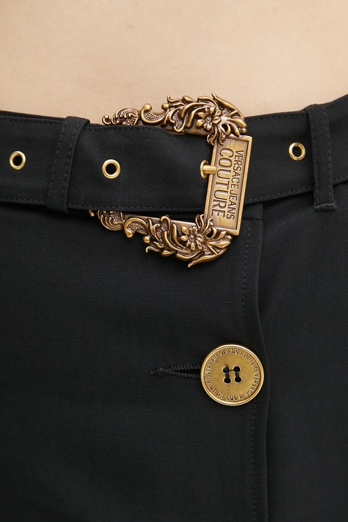 Versace Jeans Couture spódnica z domieszką lnu czarny 78HAE802.N0432