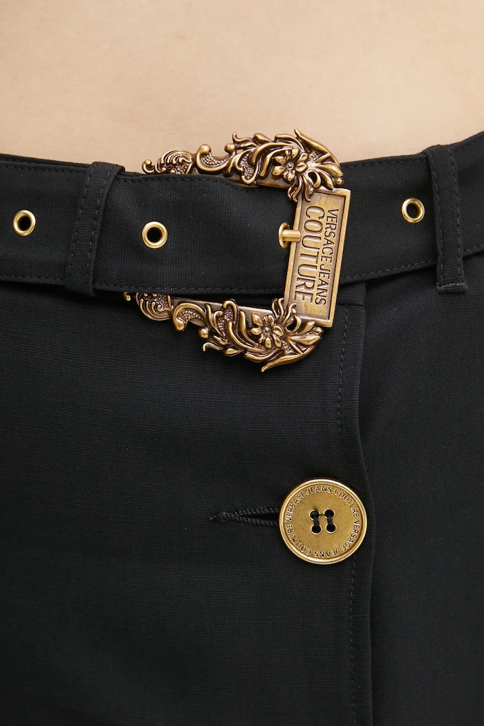 Versace Jeans Couture spódnica z domieszką lnu czarny 78HAE802.N0432