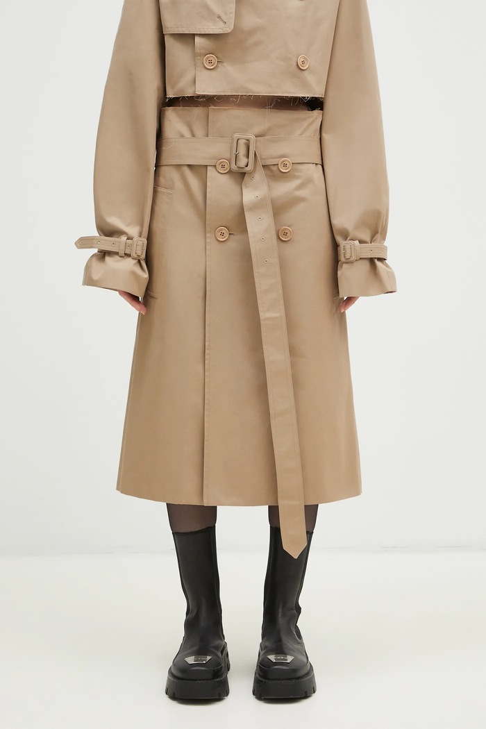 Хлопковая юбка VETEMENTS Deconstructed Trenchcoat гладкий бежевый WA66SK400S