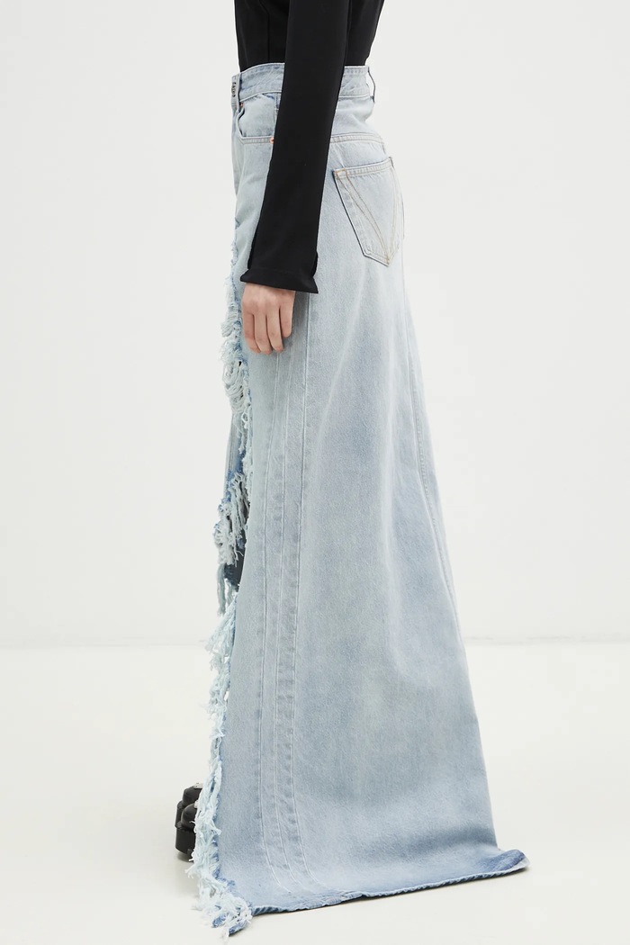 Τζιν φούστα VETEMENTS Destroyed Denim Maxi WA66SK510L μπλε SS25