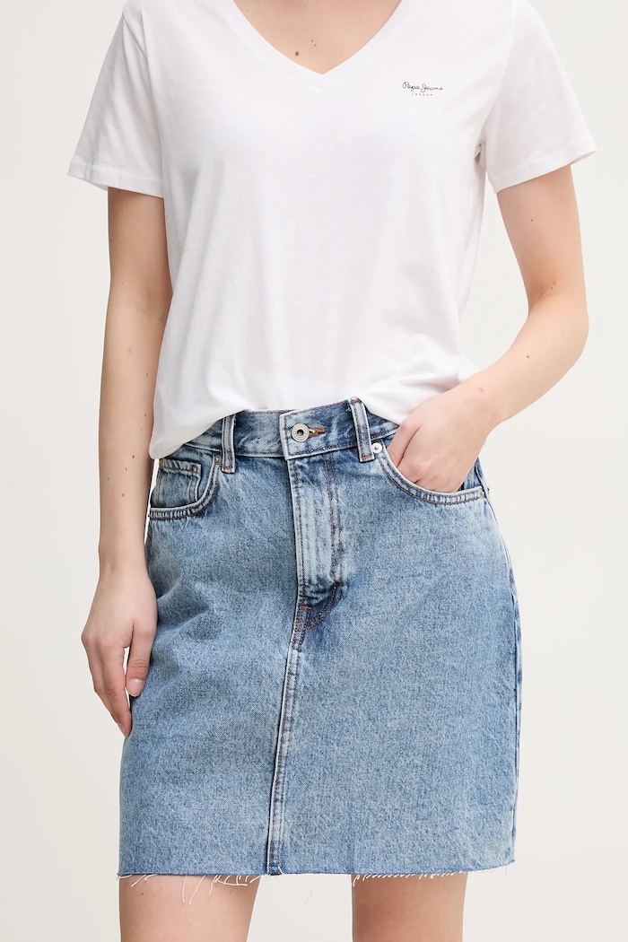 Džínová sukně Pepe Jeans MINI SKIRT HW mini modrá PL901124NC9