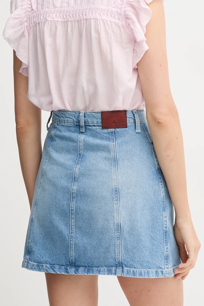 Odzież Pepe Jeans spódnica jeansowa MINI SKIRT HW SLIT PL901208 niebieski