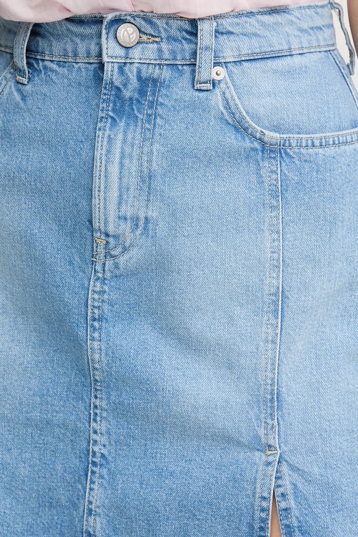 Pepe Jeans spódnica jeansowa MINI SKIRT HW SLIT niebieski PL901208
