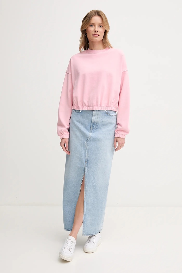 Bavlnená rifľová sukňa MAXI SKIRT HW STUD PL901211R modrá SS25