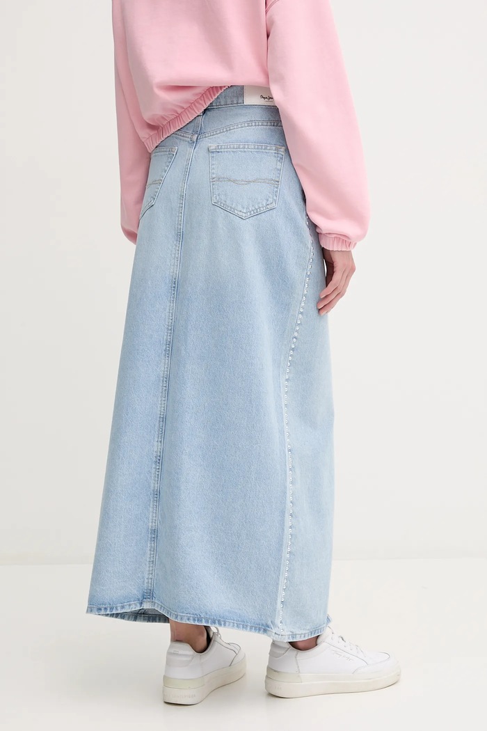 Oblečenie Bavlnená rifľová sukňa MAXI SKIRT HW STUD PL901211R modrá