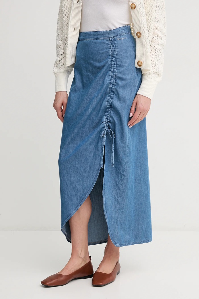 Pepe Jeans spódnica jeansowa MAXI SKIRT HW SUNSET bawełna niebieski PL901218