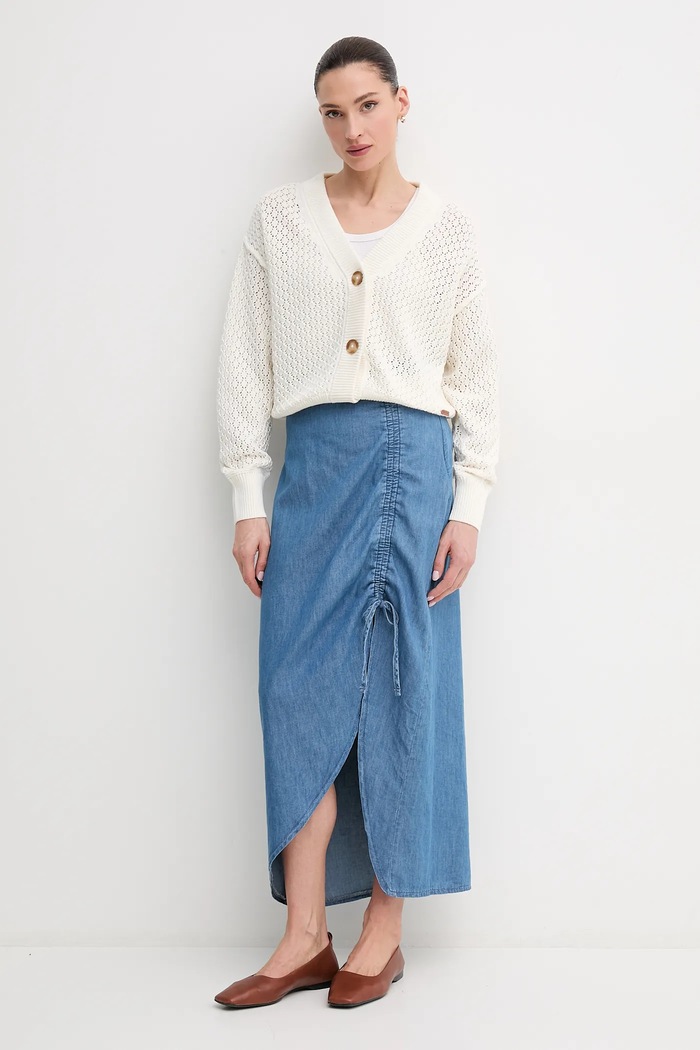 Pepe Jeans spódnica jeansowa MAXI SKIRT HW SUNSET PL901218 niebieski SS25