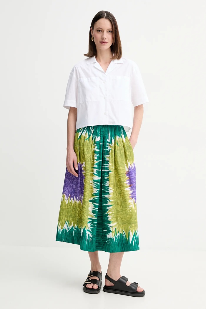 Βαμβακερή φούστα Weekend Max Mara 2515101036600 πράσινο SS25