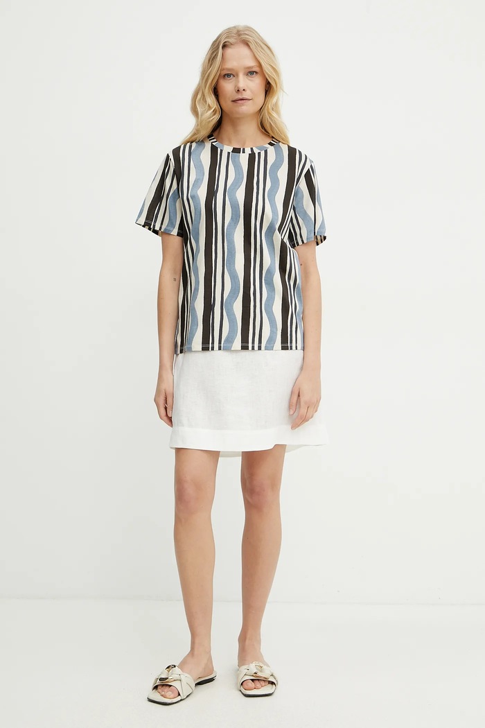 MM by Max Mara gonna di lino 2516101018600 bianco SS25