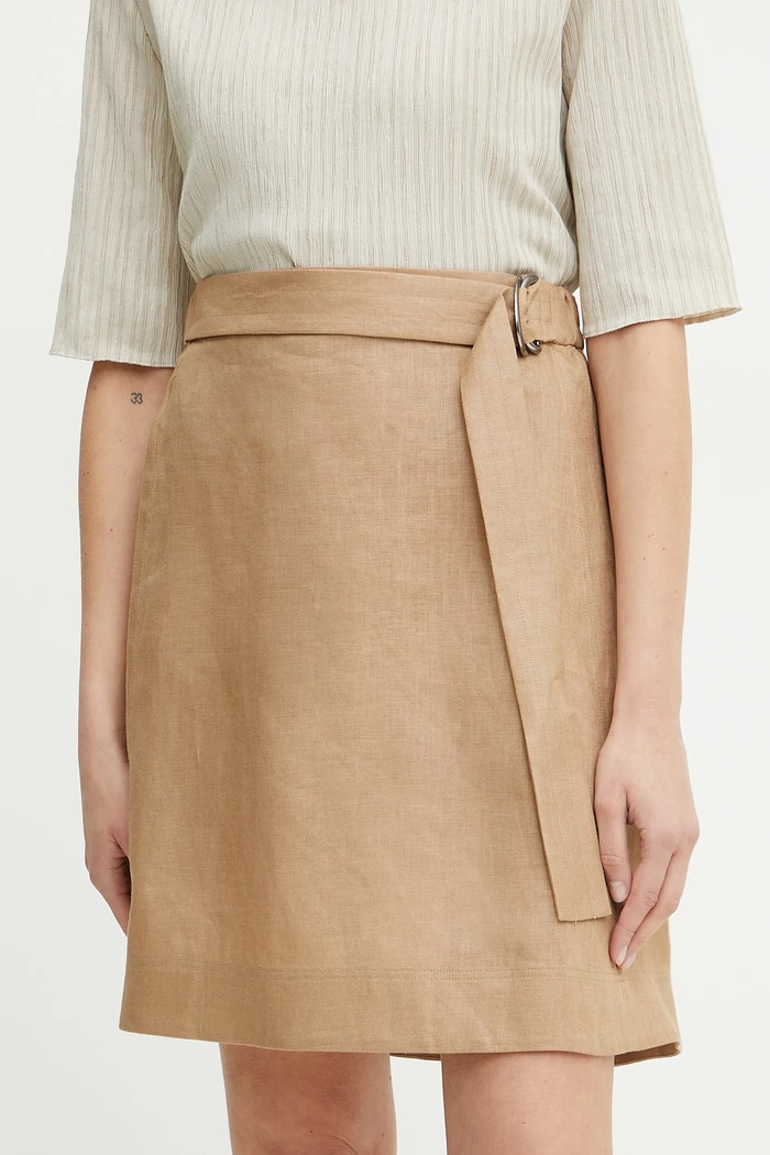 MM by Max Mara spódnica lniana casual beżowy 2516101018600