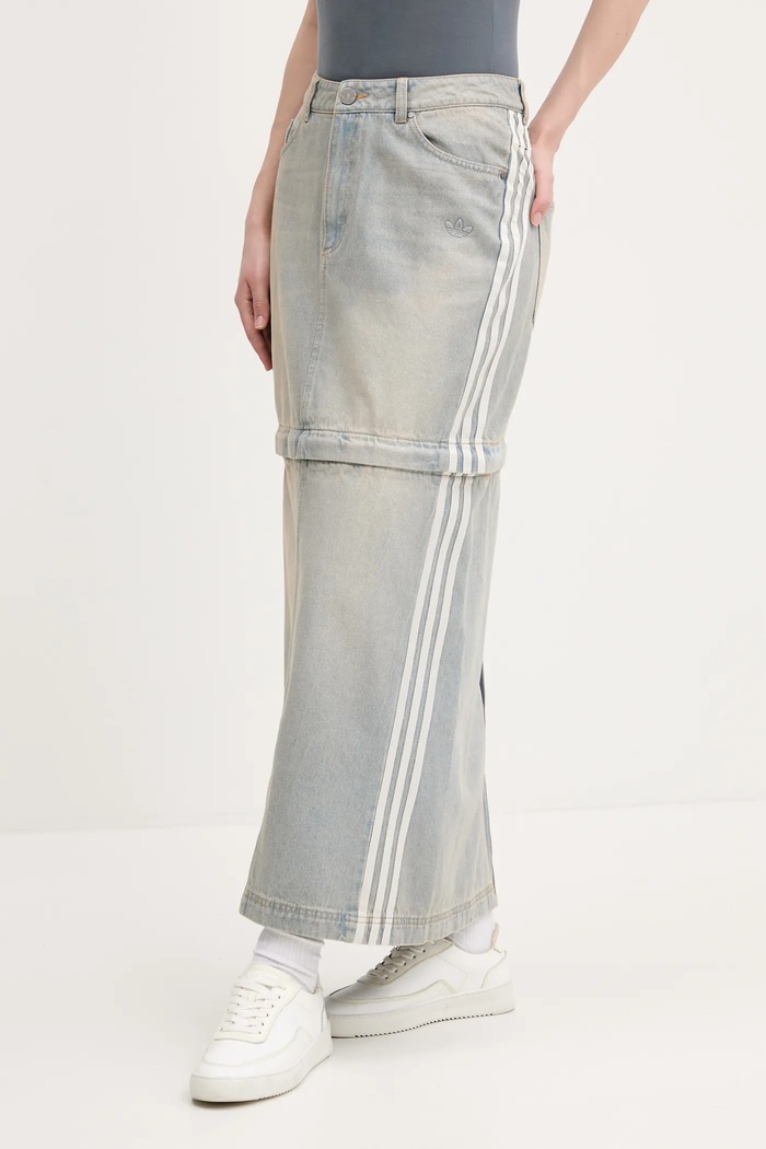 Дънкова пола adidas Originals DENIM ZIP SKIRT памук син JX9215