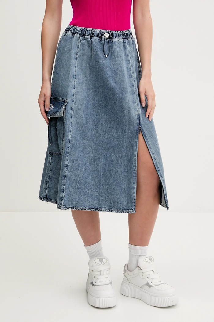 Traper suknja Moschino Jeans bez uzorka plava 0107.3721