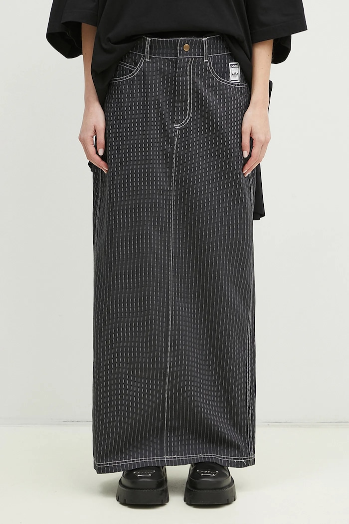 Bavlnená sukňa adidas Originals Aop Maxi Skirt pásiky sivá JJ3142