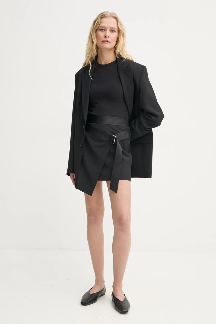 Вълнена пола Filippa K 31339.FK черен SS25