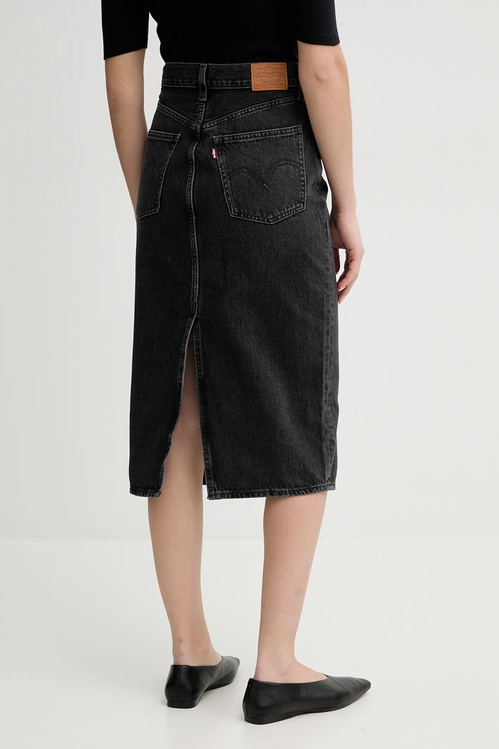 Oblečenie Rifľová sukňa Levi's HR BACK SLIT SKIRT 001VH sivá